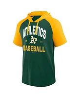 Fanatics Men's Green Athletics Prime Raglan Short Sleeve Hoodie T-Shirt