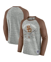 Fanatics Men's Heather Gray San Diego Padres Raw Edge Raglan Long Sleeve Baseball T-Shirt