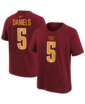 Nike Preschool Jayden Daniels Burgundy Washington Commanders Player Name Number T-Shirt