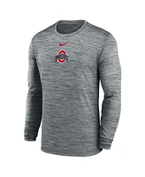 Nike Men's Charcoal Ohio State Buckeyes 2025 Sideline Velocity Performance Long Sleeve T-Shirt