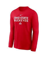 Nike Men's Scarlet Ohio State Buckeyes 2025 Sideline Performance Long Sleeve T-Shirt