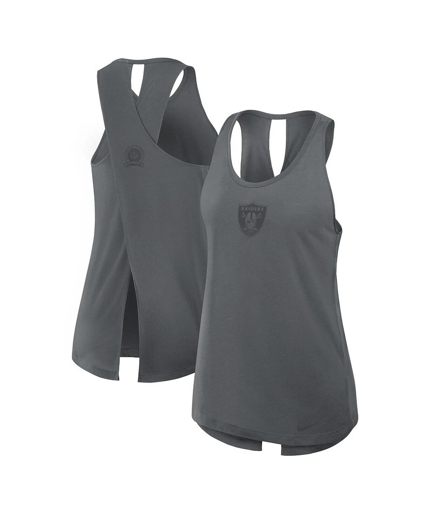 Nike Women's Gray Las Vegas Raiders Glory Crisscross Performance Tank Top