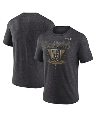 Fanatics Men's Heather Charcoal Vegas Golden Knights 2025 Stanley Cup Playoffs Crossbar Tri-Blend T-Shirt