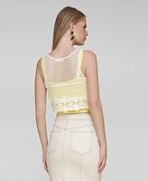 Avec Les Filles Women's Crocheted Bandeau-Lined Top