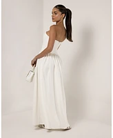 Heiress Beverly Hills Women's Strapless Corset Crepe Flare Maxi Dress