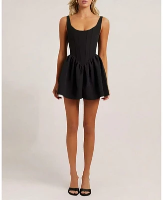 Heiress Beverly Hills Women's Corset Flared A-Line Crepe Mini Dress