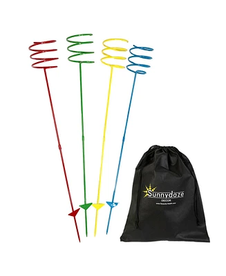 Outdoor Drink Holder Stakes, Heavy Duty, Set of 4, Multi Colored