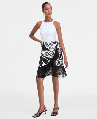 I.n.c. International Concepts Women's Printed Fringe Skirt, Exclusively at Macy's