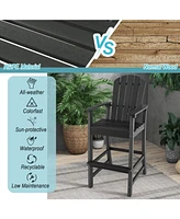 30 Inches Counter Height Outdoor Hdpe Bar Stool with Armrests and Footrest-Black