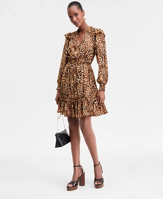 I.n.c. International Concepts Women's Animal-Print Volume-Sleeve Dress, Exclusively at Macy's