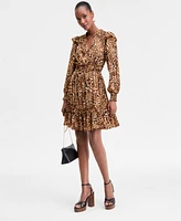 I.n.c. International Concepts Women's Animal-Print Volume-Sleeve Dress, Exclusively at Macy's