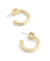 Coach Gold Signature Quilted Cube Chubby Hoop Earrings