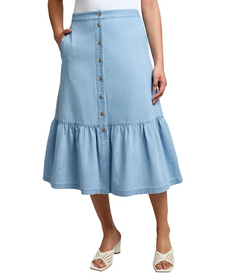 Jones New York Women's Tiered Button Up Skirt