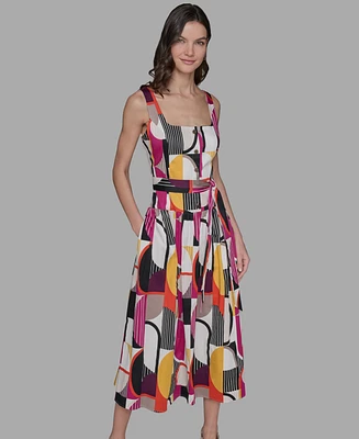 Karl Lagerfeld Paris Petite Abstract-Print Midi Dress