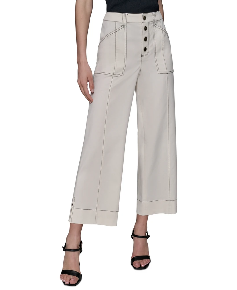 Karl Lagerfeld Paris Women's Stitch-Trimmed Cropped Pants