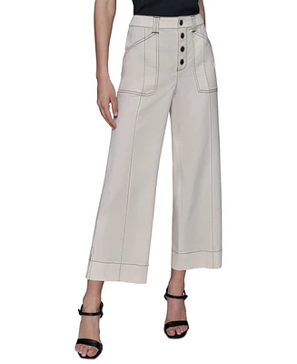 Karl Lagerfeld Paris Women's Stitch-Trimmed Cropped Pants