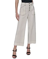 Karl Lagerfeld Paris Women's Stitch-Trimmed Cropped Pants