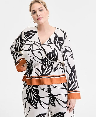 I.n.c. International Concepts Plus Printed Peplum Top, Exclusively at Macy's