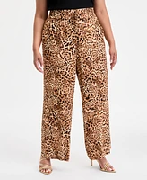 I.n.c. International Concepts Plus Cheetah Printed High-Rise Pants, Exclusively at Macy's