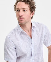 Club Room Men's Elevated Line Regular-Fit Tropical-Print Button-Down Linen Shirt, Exclusively at Macy's