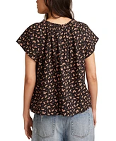 Lucky Brand Floral Short Sleeve Peasant Top