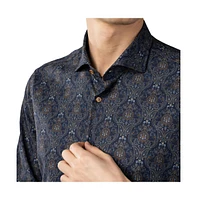 Luchiano Visconti Men's Navy Paisley jacquard Shirt