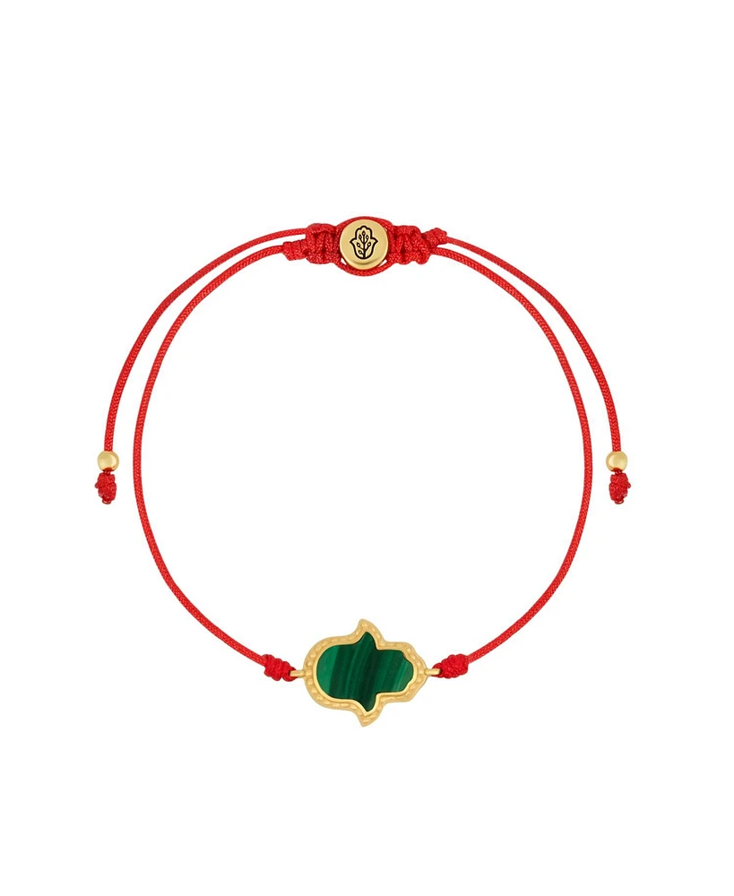 Blessed In Peace Hamsa Malachite Red String Bracelet
