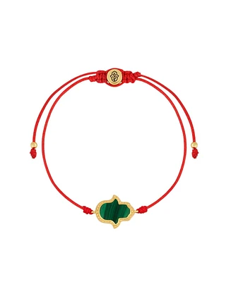 Blessed In Peace Hamsa Malachite Red String Bracelet