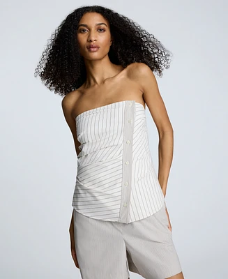 Kenneth Cole Women's Strapless Fitted Side-Pleat Top