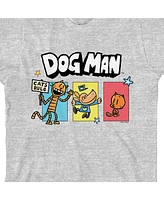 Dog Man Boys Petey the Cat & Lil' Youth Heather Gray Short Sleeve Tee-xl