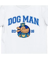 Dog Man Girls Varsity Style Logo Youth White Short Sleeve Tee - Xl