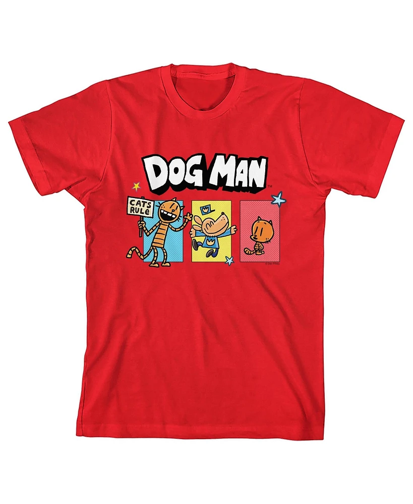 Dog Man Boys With Petey And Lil' Youth Red Short Sleeve Tee-xl