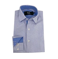 Elie Balleh Little Boys White Blue Printed Button-Down Slim Fit Shirt