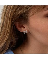 Spero London Bowtie Sterling Silver Zirconia Stud Earring