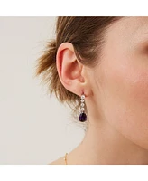 Spero London Pear Shape Amethyst Sterling Silver Drop Earrings