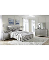 Modern Tone Nightstand with 2 Drawers and Mirror Accents