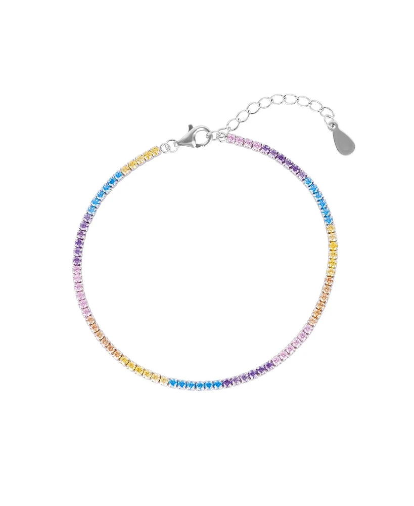 Spero London Pastel Color Colourful Sterling Silver Tennis Bracelet