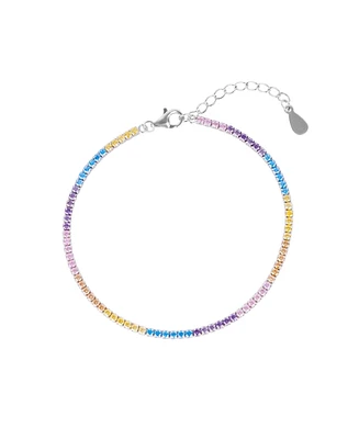 Spero London Pastel Color Colourful Sterling Silver Tennis Bracelet