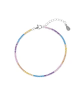 Spero London Pastel Color Colourful Sterling Silver Tennis Bracelet