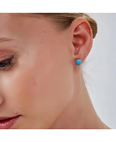 Spero London Blue Turquoise Dome Sterling Silver Stud Earrings