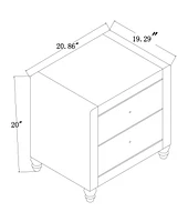 Two-Drawer Upholstered Nightstand – Chic Bedroom Storage with Details