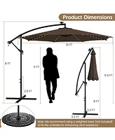 10 Feet Patio Umbrella with 112 Solar-Powered Led Lights