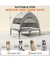PawHut Elevated Dog Bed, Portable Raised Pet Bed with Canopy, Bag