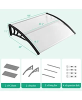 48 x 40 Inch Outdoor Front Door Window Awning Door Canopy Exterior-Black