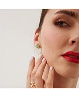 Spero London Four Leaves Clover Sterling Silver Stud Earring - Green