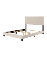 CorLiving Celeste Modern Low-Profile Upholstered Bed Frame with Padded Headboard in Full, King, Queen, and Twin