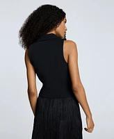 Kenneth Cole Women's Luxe Twill One-Button Notched Collar Vest