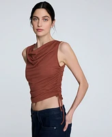 Kenneth Cole Women's Cowlneck Ruched Cropped Tank Top