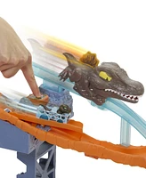 Hot Wheels RacerVerse Jurassic World Crash & Splash Track Set & Die-Cast Dinosaur Toy Car