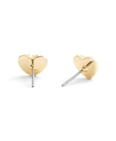 Coach Gold Signature Textured Heart Stud Earrings